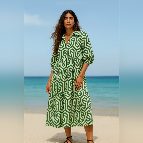 Zara Dresses & Skirts - SALE! Zara The Karen Tiered Popover Dress In Geometric Print